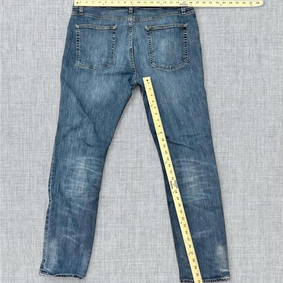 Men Distress Straight leg denim jeans in Blue - Picture 3 of 5